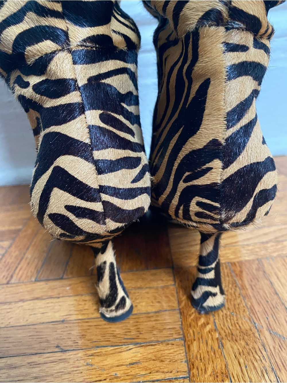 Sam Edelman Zebra-Print Genuine Calf Hair Knee High Boots - Picture 11 of 14